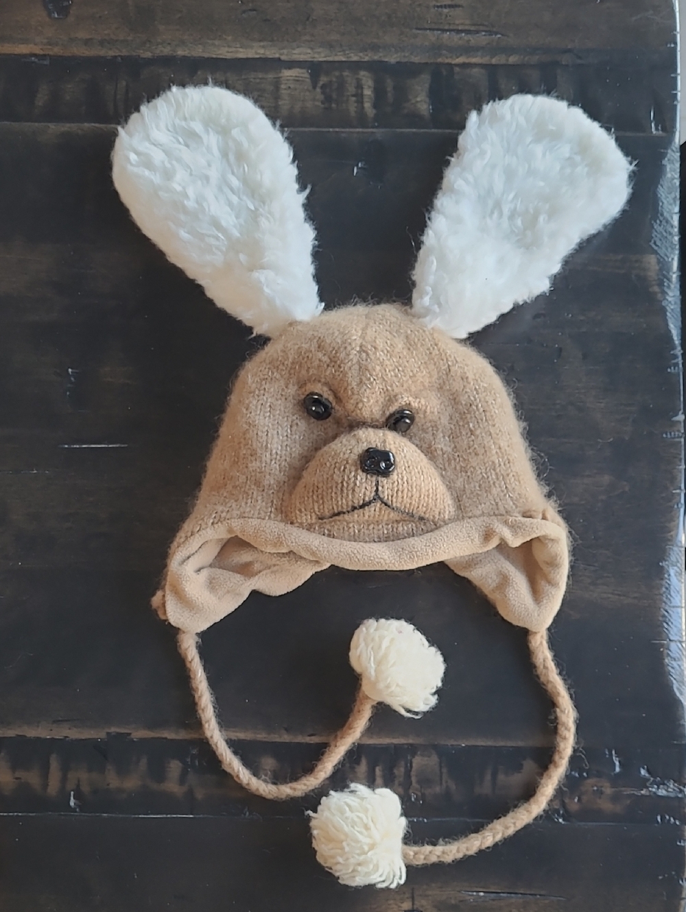 DeLux Kids Plush Doggy Hat - Beige with White Ears